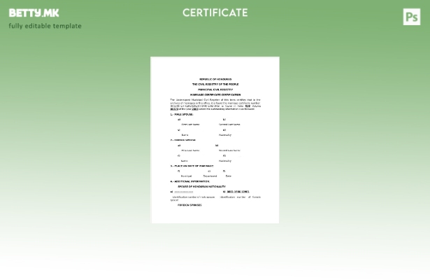 модерен Хондурас Граѓански стил на луѓе шаблон сертификат за брак